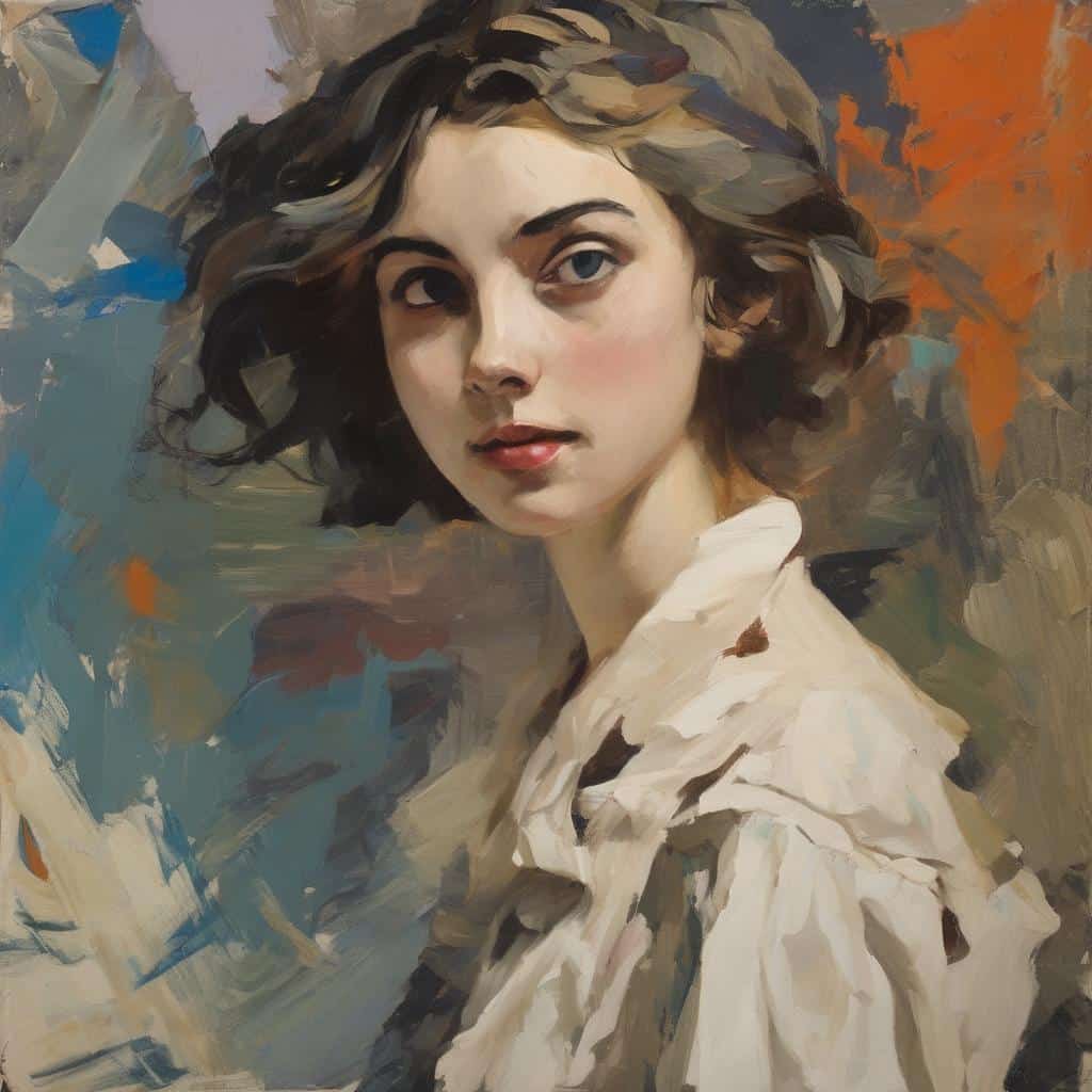 Ζωγραφική πορτρέτο γυναίκας, καμβάς με ζωντανά χρώματα, τέχνη ως καθρέφτης της κατάστασης.